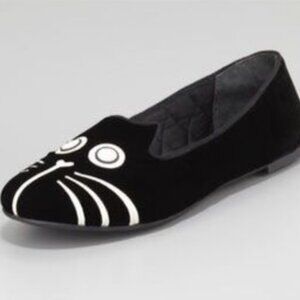MARC by Marc Jacobs 39.5 Rue Kitty Velvet Loafers Black Cat Face Flats Slip Ons